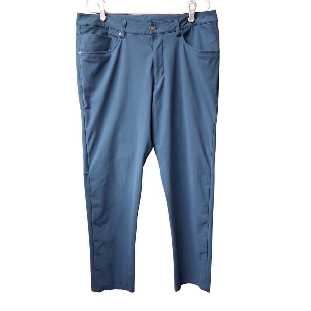 Lululemon Mens ABC Classic Fit 5‎ Pocket Warpstreme Pants Sz 36 Iron Blue EUC